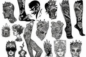 King leg sleeve tattoo idea