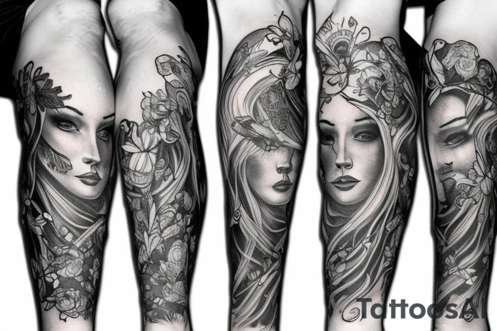 King leg sleeve tattoo idea