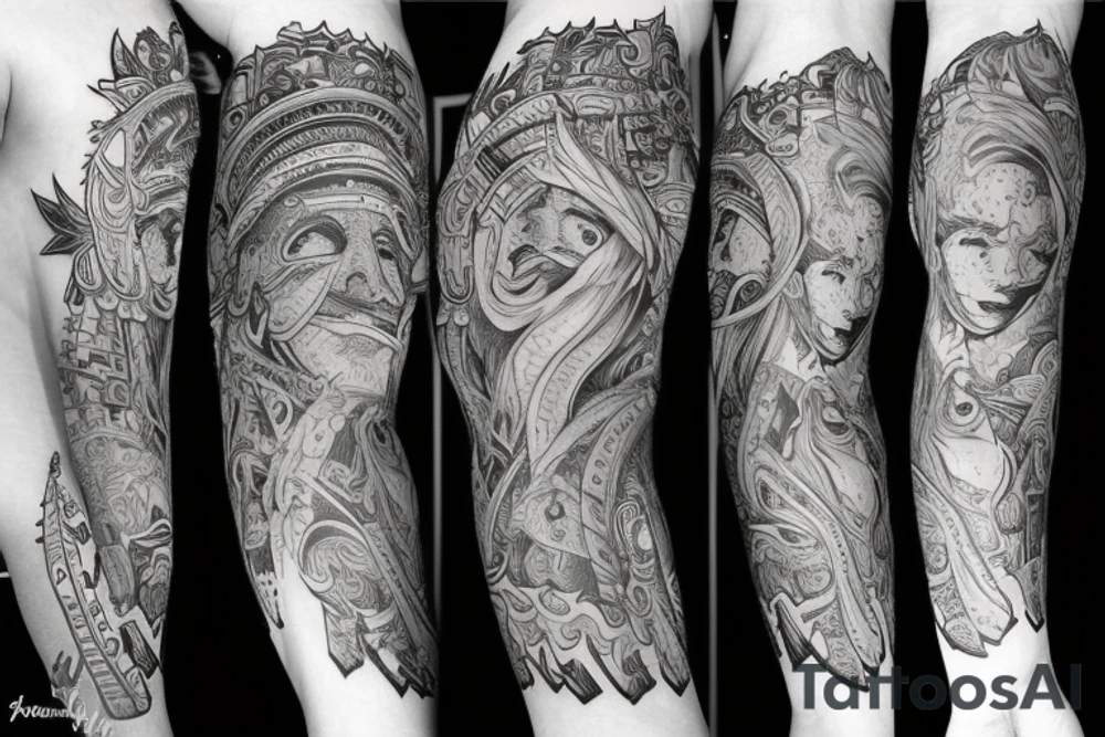 King calf sleeve tattoo idea