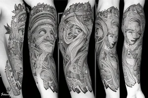 King calf sleeve tattoo idea