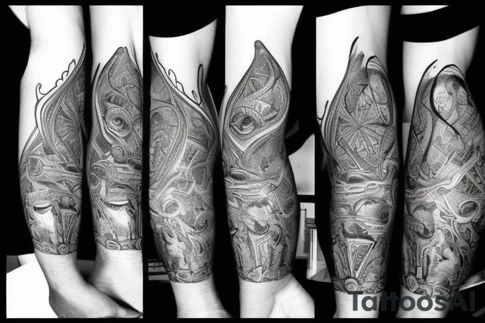King calf sleeve tattoo idea