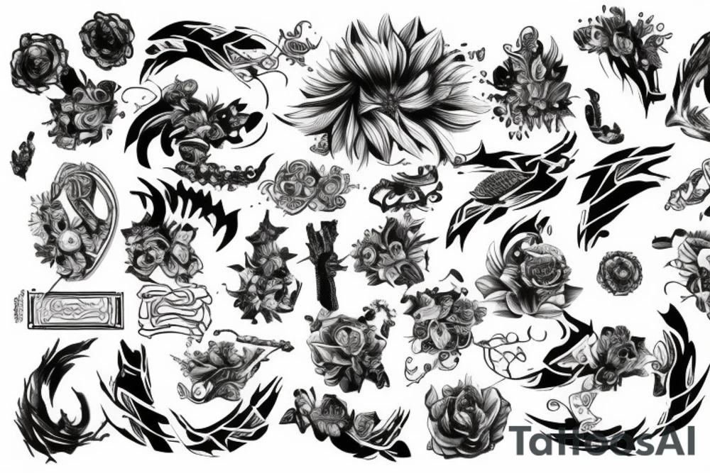Creative big pieces tattoo idea
