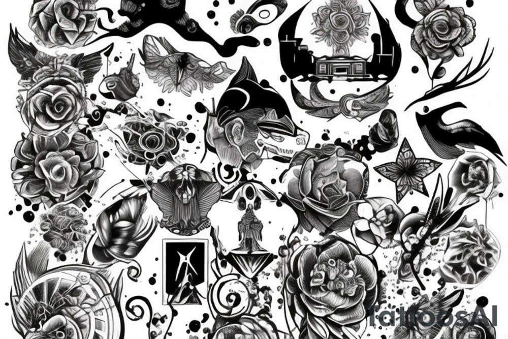 Creative big pieces tattoo idea