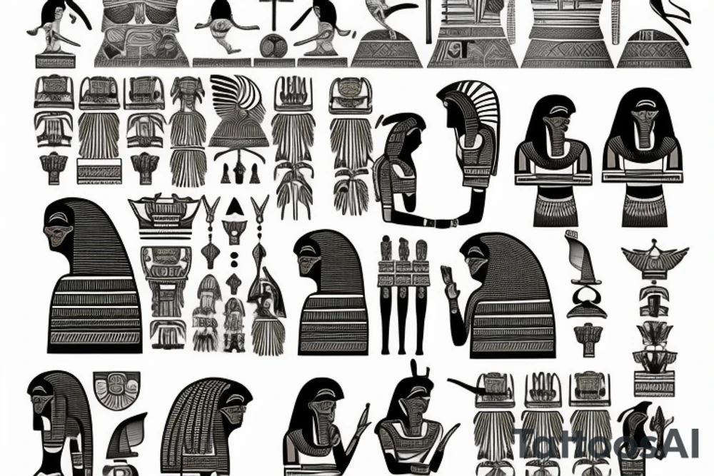 creative filler tattoos Egyptian theme tattoo idea