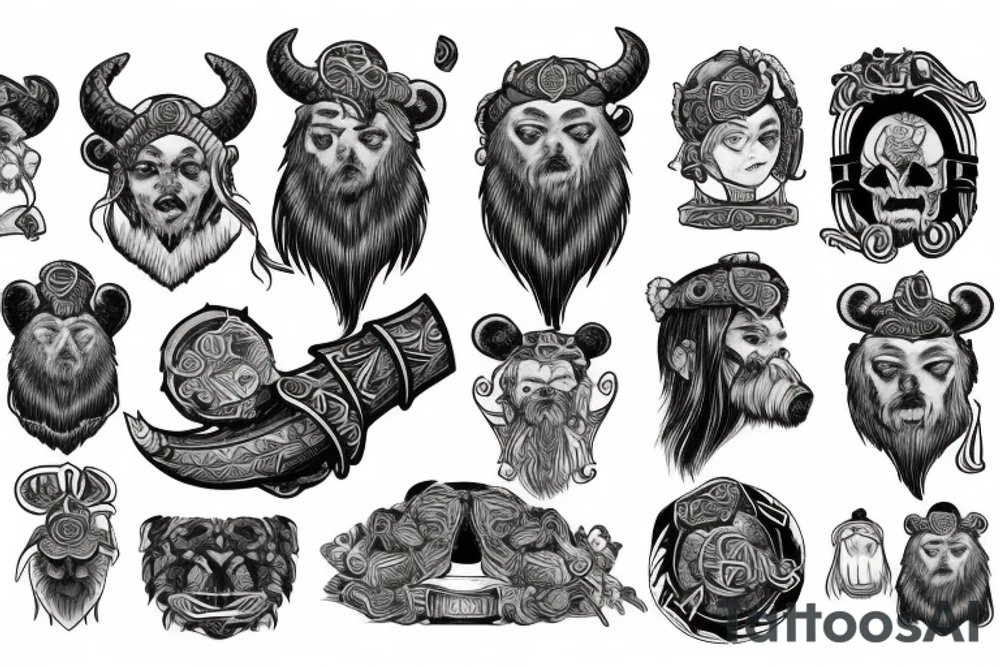 viking with bear tattoo idea
