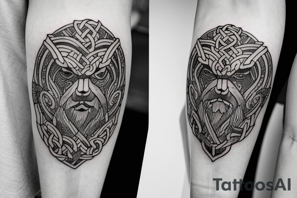 viking with bear tattoo idea