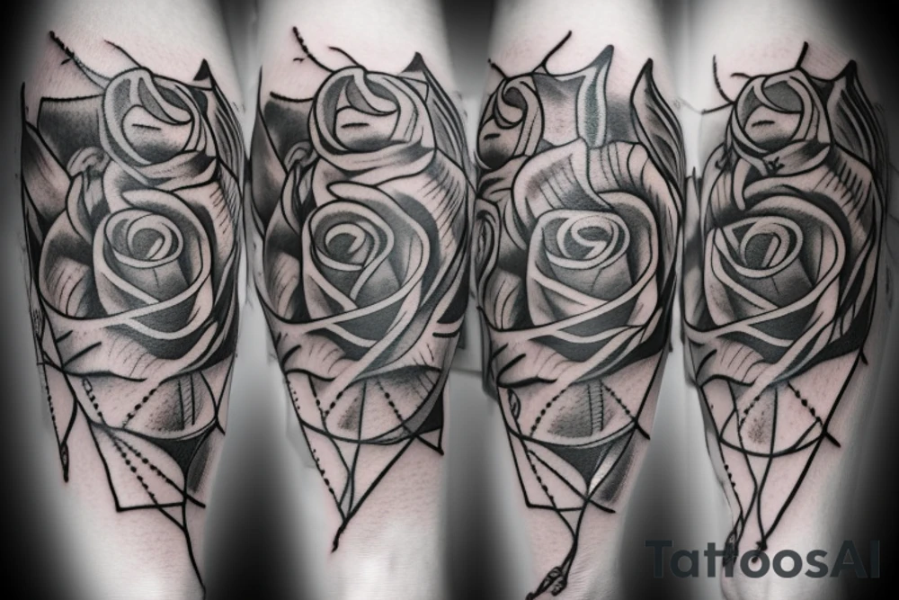 Rose, crown of thorns, lion tattoo idea