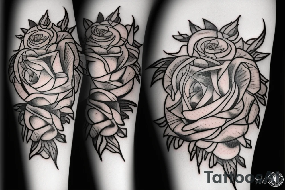 Rose, crown of thorns, lion tattoo idea