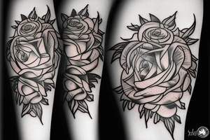 Rose, crown of thorns, lion tattoo idea