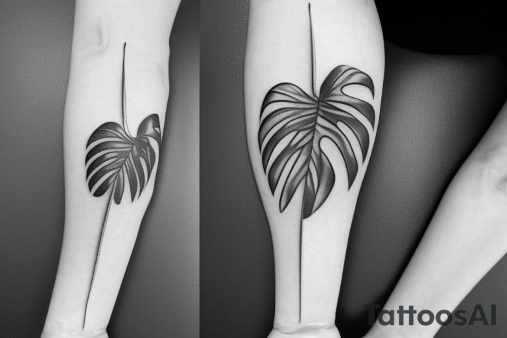 Realistic Monstera leaf, Swiss cheese plant tattoo idea