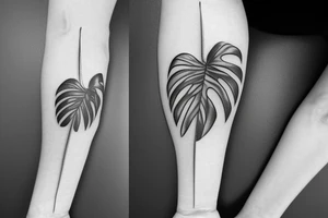 Realistic Monstera leaf, Swiss cheese plant tattoo idea