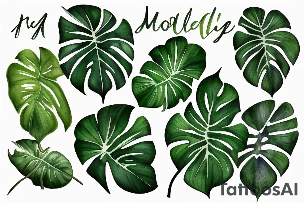 Realistic Monstera leaf, Swiss cheese plant tattoo idea