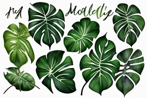 Realistic Monstera leaf, Swiss cheese plant tattoo idea
