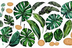 Realistic Monstera leaf, Swiss cheese plant tattoo idea