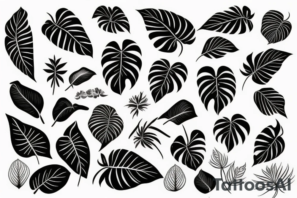 Realistic Monstera leaf, Swiss cheese plant tattoo idea