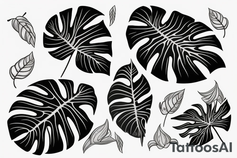 Realistic Monstera leaf, Swiss cheese plant tattoo idea