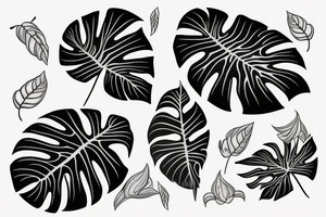 Realistic Monstera leaf, Swiss cheese plant tattoo idea