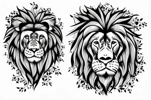 Lion standing on bed of roses tattoo idea