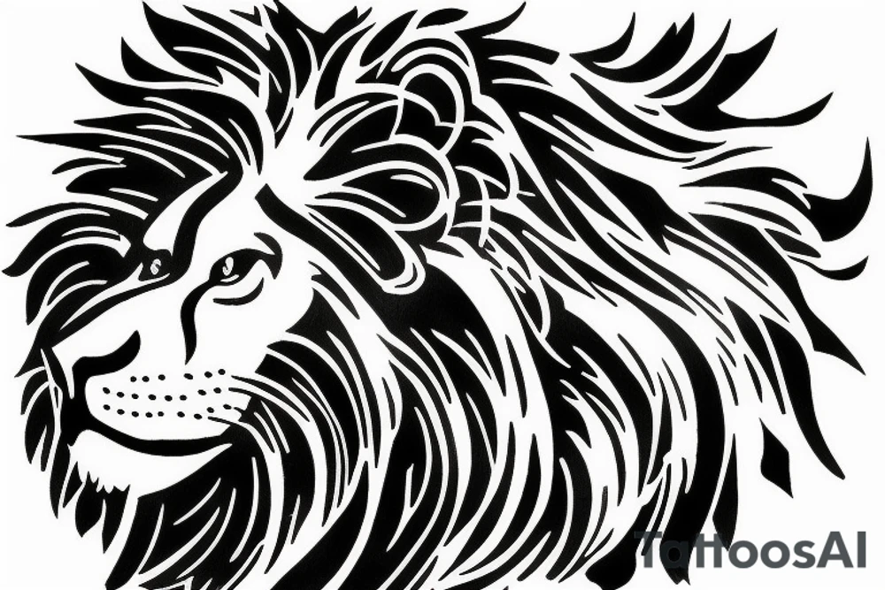Lion standing on bed of roses tattoo idea