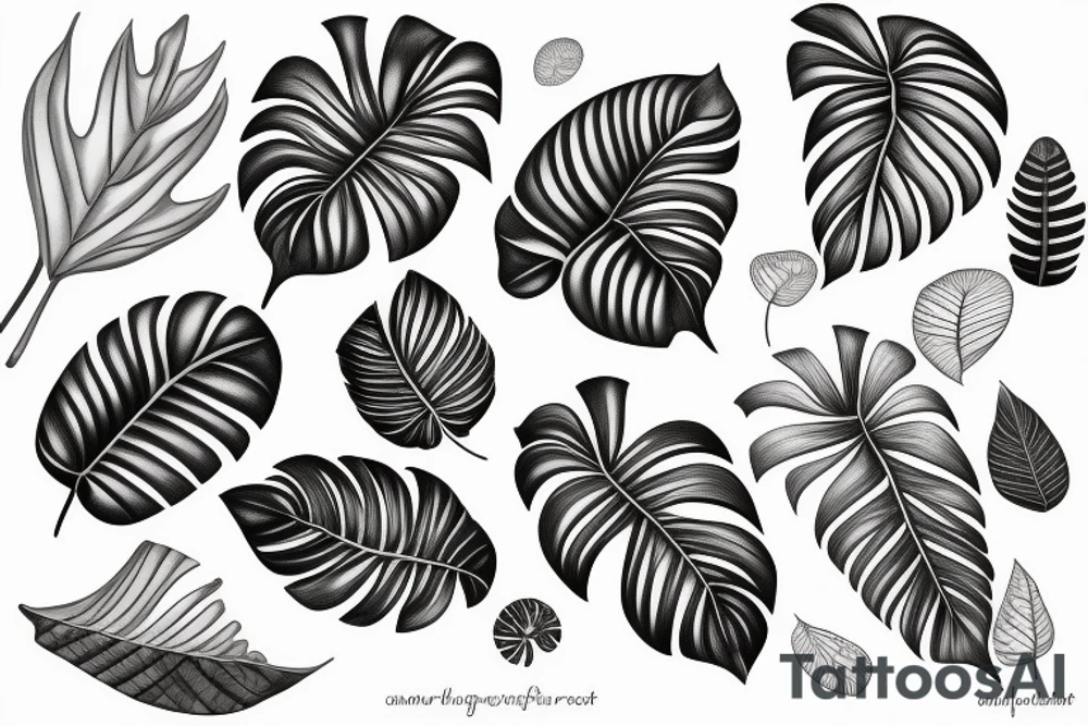 Realistic Monstera leaf, Swiss cheese plant tattoo idea