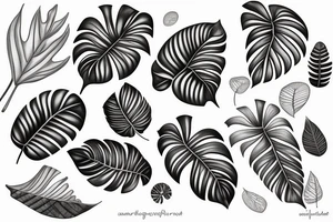 Realistic Monstera leaf, Swiss cheese plant tattoo idea