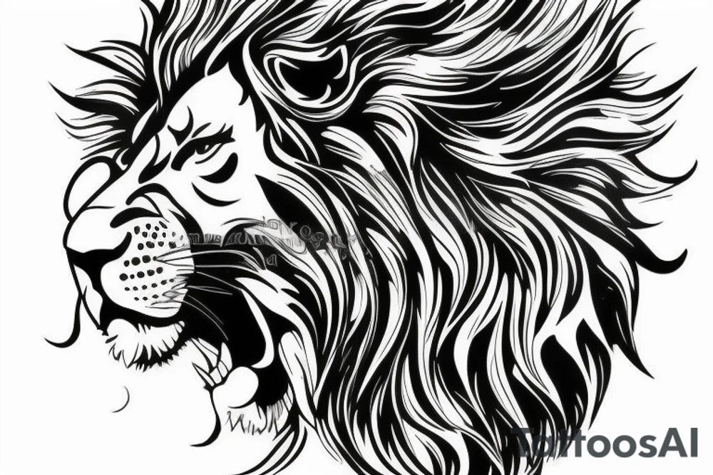 Lion standing on bed of roses tattoo idea