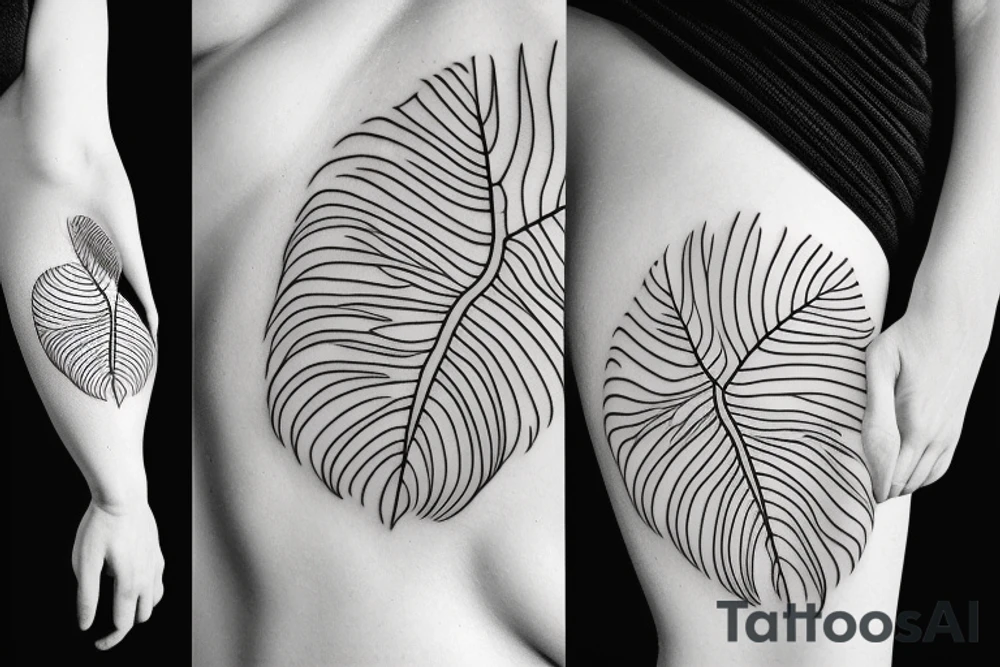 Fine line Monstera deliciosa leaf tattoo idea