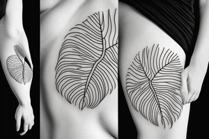 Fine line Monstera deliciosa leaf tattoo idea