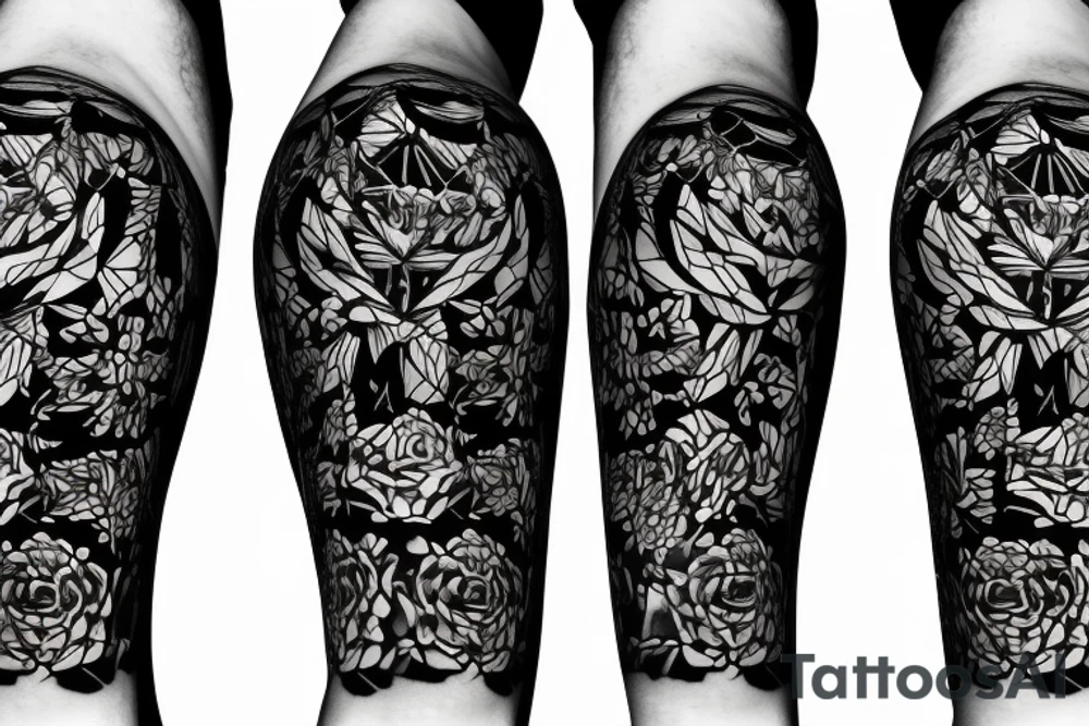 Lion standing on bed of roses tattoo idea