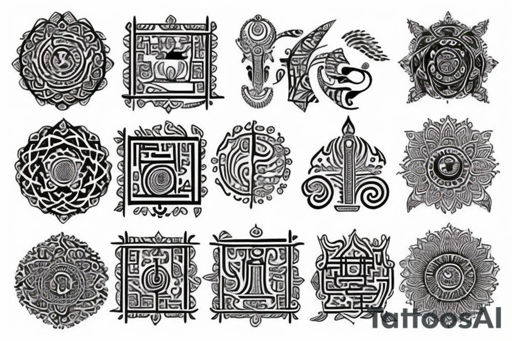 Ancient Hindu symbols tattoo idea