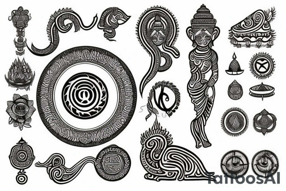 Ancient Hindu symbols tattoo idea