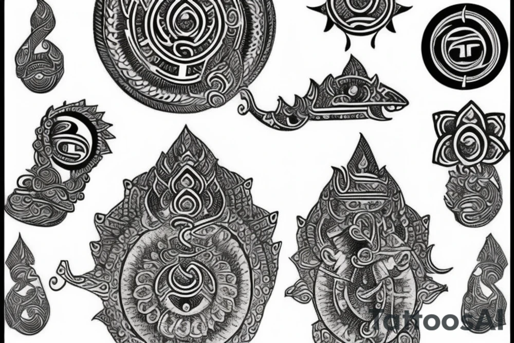 Ancient Hindu symbols tattoo idea