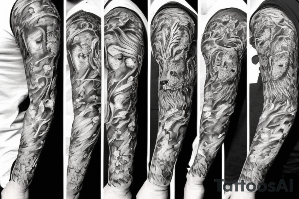 Flaming lion tattoo idea