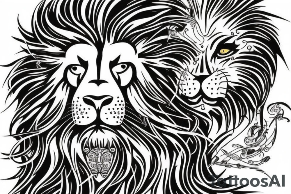 Flaming lion tattoo idea