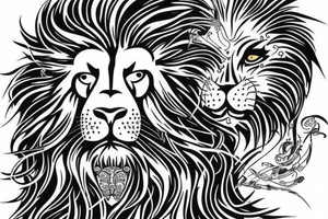 Flaming lion tattoo idea