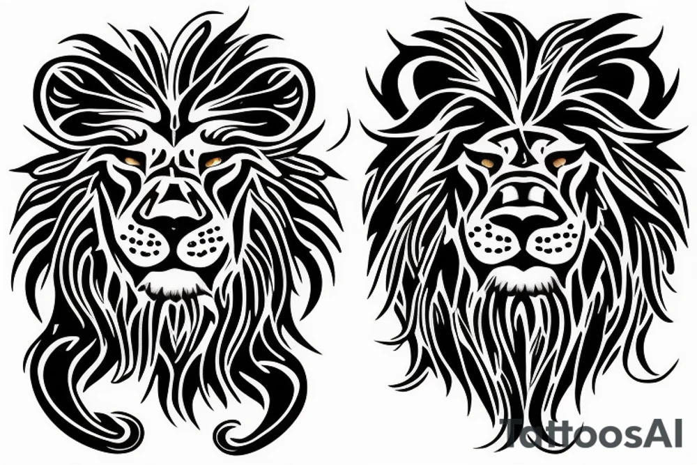 Lion, roses, flames tattoo idea