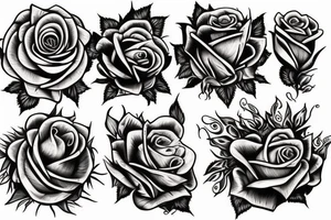 Lion, roses, flames tattoo idea
