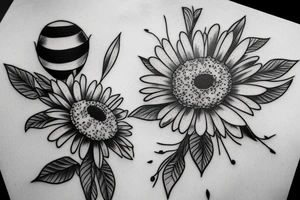 daisy coming through concreate and a bumblebee tattoo idea