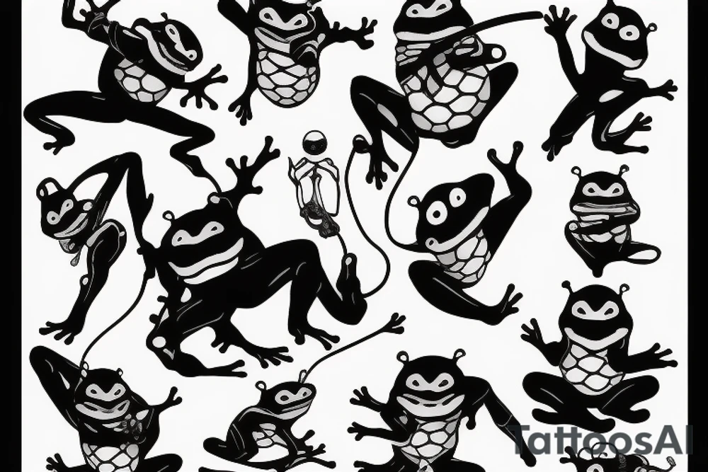 Treefrog wearing a ninja outfit tattoo idea