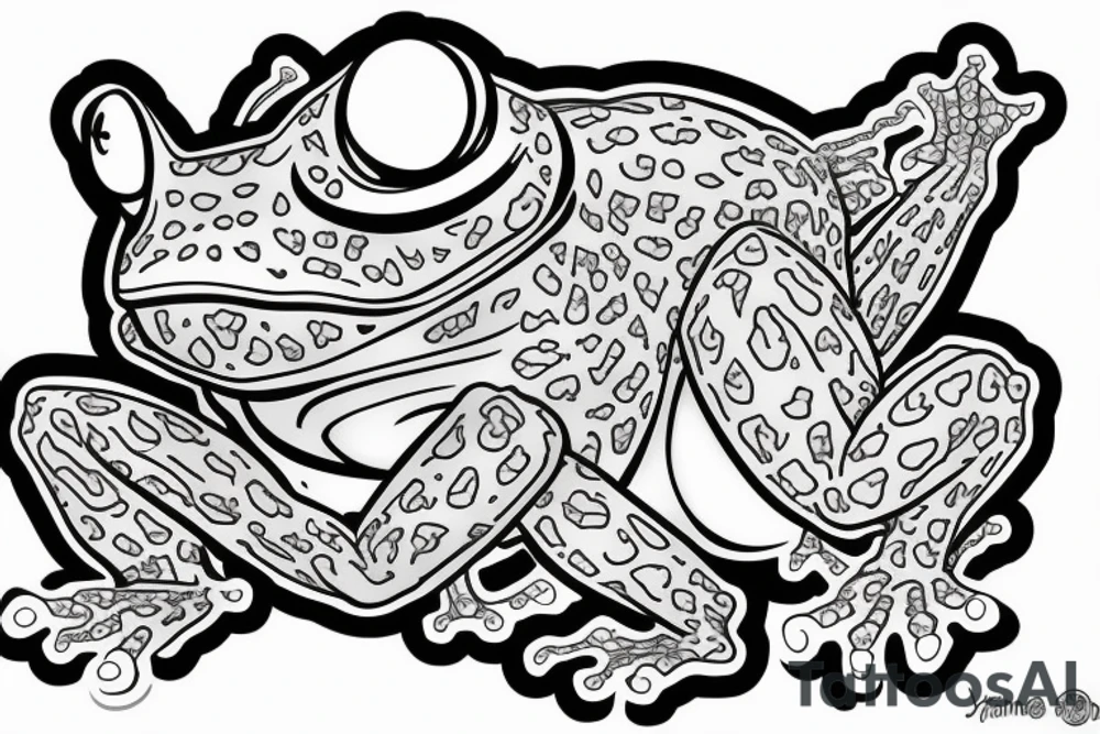 Line art treefrog wearing ninja gear tattoo idea
