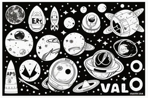 "per aspera ad astra" text with a space theme tattoo idea
