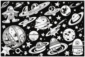retro 50's tatto 
with a space theme tattoo idea