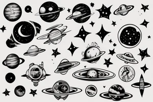 retro 50's tatto 
with a space theme tattoo idea