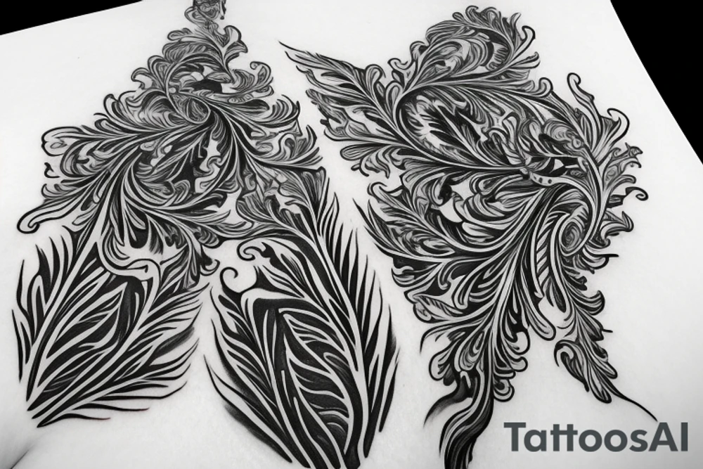 Acanthus leaf with statues on a sleeve tattoo idea