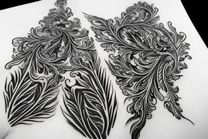 Acanthus leaf with statues on a sleeve tattoo idea