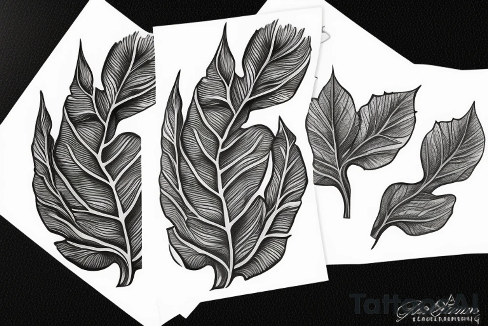 Acanthus leaf with statues on a sleeve tattoo idea