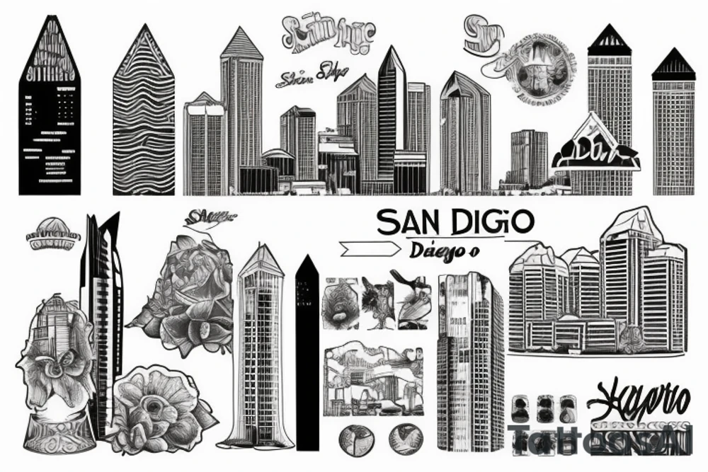 San Diego skyline tattoo idea
