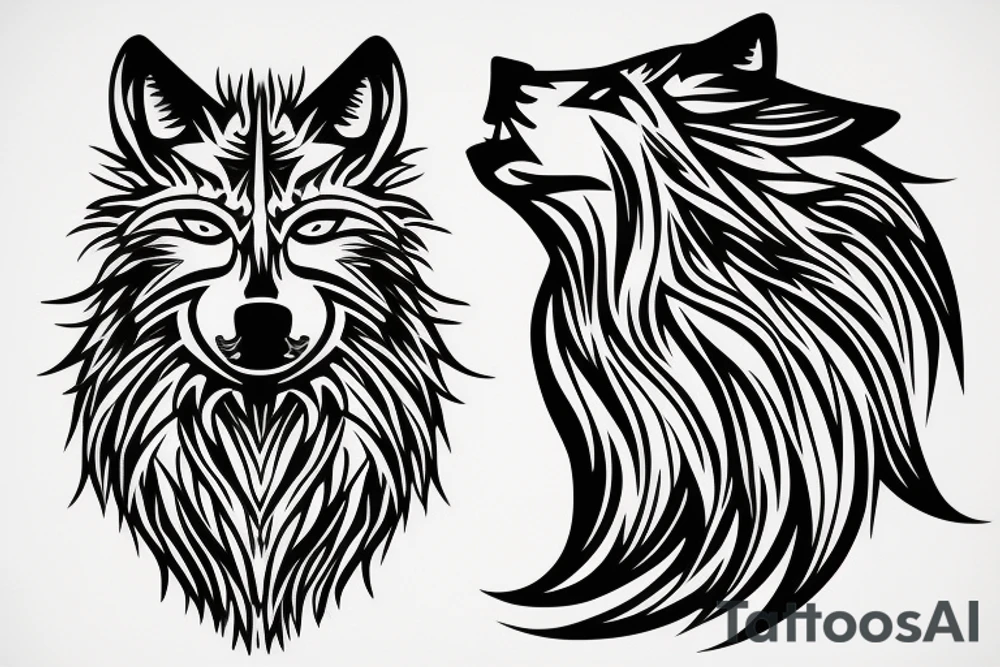 Wolf howling tattoo idea