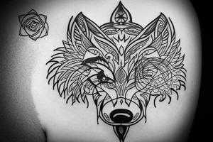 Wolf outline howling mandala around tattoo idea