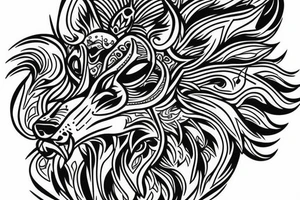 Wolf outline howling mandala around tattoo idea